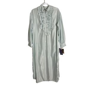 Lily of France Cuddleskin Satin Long Sleeve Nightgown Maxi Vintage NOS Medium